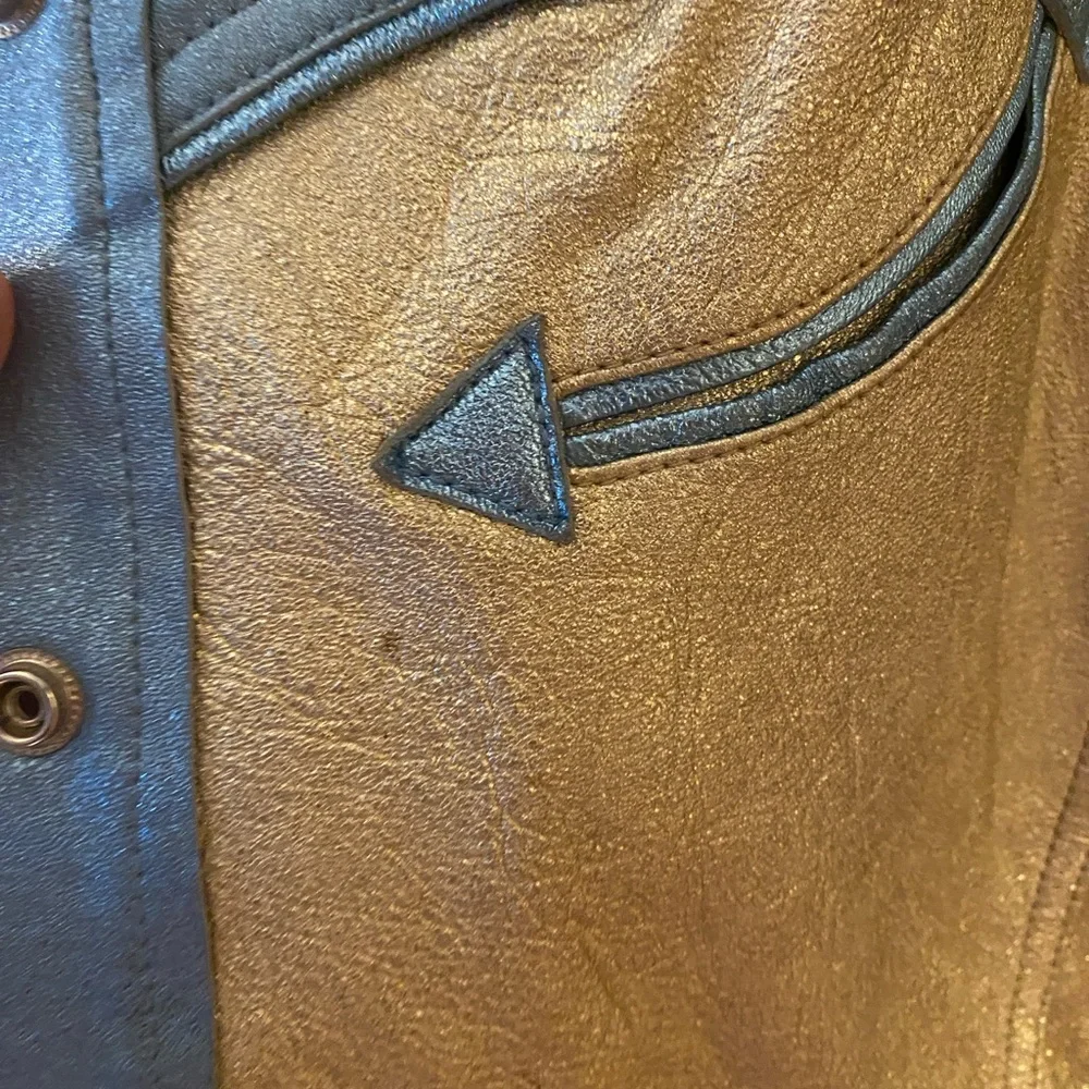 Vintage Marc Jacobs Metallic Leather Cowboy Jacket • Mid-2000s Statement Piece - Picture 4 of 5